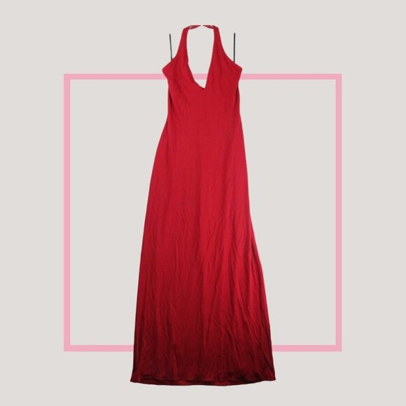 David Meister Dresses & Skirts - David Meister Backless Red Halter Dress Size 8 Stretch Jersey Maxi